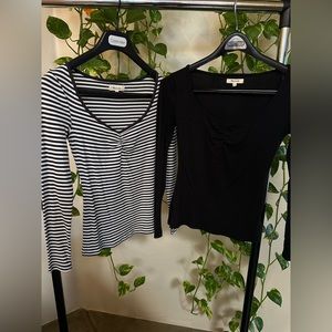 Two Madewell long-sleeve shirts